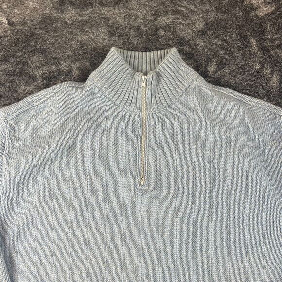 Vtg Paul & Shark Yachting Pure New Wool Knitted 1/4 Zip Sweater Blue L Italy - Picture 2 of 12
